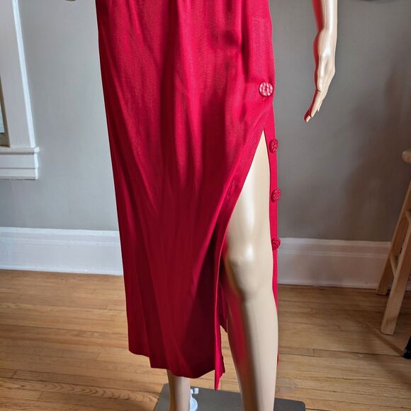 NWT Vintage 90s Betsy Lauren Gingham Dress Midi Button Slit Cottagecore Floral 7 - Picture 10 of 14